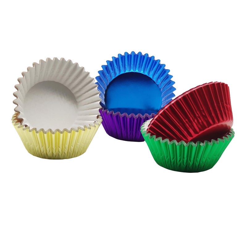 Mombake Rainbow 6 Bright Colors Standard Cupcake Liners Muffin Foil Paper Baking Cups, 120-Count - Image 3